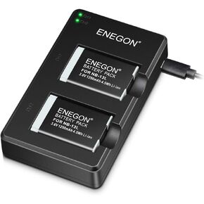 اينيجون حزمة بطارية ليثيوم بديلة NB-13L (عبوتان) وشاحن USB مزدوج لكاميرا كانون باور شوت G5X وG7X وG7X مارك II وIII وSX720 HS وSX730 HS وSX740 HS وSX620 HS وG1X مارك III وG9X وG9X وG9X مارك II in Kuwait