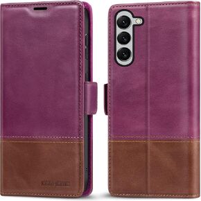 حافظة KEZiHOME Galaxy S23+ Plus 5G، حافظة محفظة Samsung S23 Plus للنساء والرجال، غطاء قلاب من الجلد الطبيعي مع فتحة بطاقة RFID مغناطيسية متوافقة مع Galaxy S23 Plus 5G (2023) (أسود/بني) in Kuwait