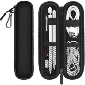 حافظة أقلام Fintie لأقلام Apple (USB-C) وقلم Apple (الجيل الأول / الثاني)، حقيبة حمل بسحاب من النيوبرين الناعم متوافقة مع قلم سامسونج وقلم Surface، أسود