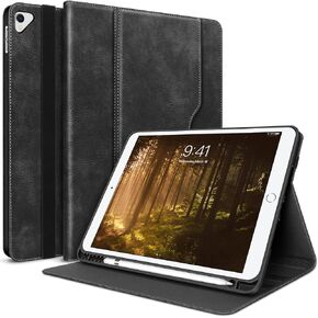 iPad 9th Generation Case 2021, iPad 8th/7th Generation Case 2020/2019 with Pencil Holder Also Fit iPad Air 3th Gen 2019/iPad Pro 10.5 inch 2017 PU Leather Shockproof Cover with Pocket Strap