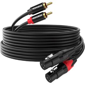 كابل صوت HOSONGIN Professional XLR إلى RCA بطول 6.6 قدم - موصلات عالية النقاء، تصميم لتقليل الضوضاء، متين، مثالي للاستوديوهات ومكبرات الصوت والخلاطات ومكبرات الصوت والعروض الحية والمسارح المنزلية in Kuwait