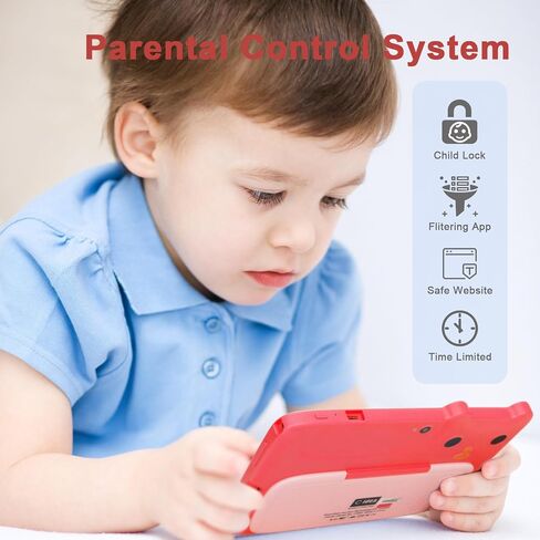 C idea 7 inch Kids Tablet, Android 12 Tablet for Kids with Kid-Proof Case 32GB+32GB Expandable Storage HD Dual Camera WiFi Children’s Tablet for Toddler Boys Girls Playing and Learning (Rose Red) in Kuwait