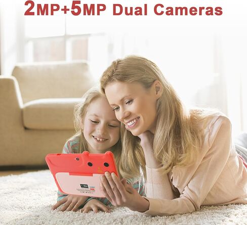 C idea 7 inch Kids Tablet, Android 12 Tablet for Kids with Kid-Proof Case 32GB+32GB Expandable Storage HD Dual Camera WiFi Children’s Tablet for Toddler Boys Girls Playing and Learning (Rose Red) in Kuwait