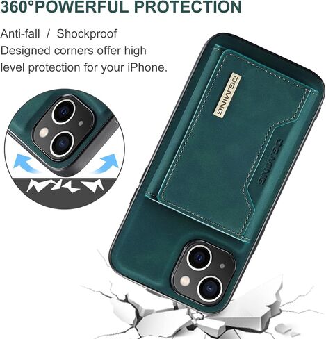 حافظة ZCDAYE لهاتف iPhone 15 Pro Max، حافظة iPhone 15 Pro Max (6.7 بوصة)، حافظة جلدية iPhone 15 Pro Max مع حامل بطاقات قابل للإزالة - كاكي in Kuwait