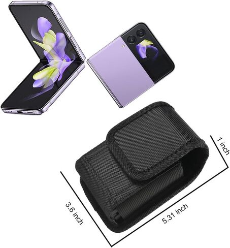 Case for Moto Razr+ / Razr 2023 / Galaxy Z Flip 5 4 3 Phone Case Black Balistic Nylon Leather Vertical Pouch [Belt Loop, Metal Clip, Magnetic Closure] for Samsung Z Flip 5 5G, Z Flip3 in Saudi Arabia