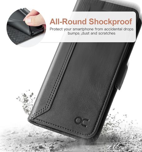 OCASE Compatible with Galaxy S22 5G Wallet Case, PU Leather Flip Folio Case with Card Holders RFID Blocking Kickstand [Shockproof TPU Inner Shell] Phone Cover 6.1 Inch (2022) - Black in Saudi Arabia