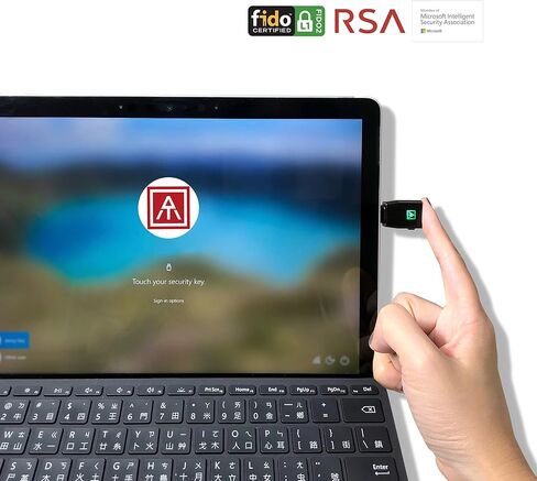 AUTHENTREND ATKey.Pro - مفتاح أمان معتمد من FIDO2، منافذ USB-C لمصادقة بصمات الأصابع، حماية الحسابات عبر الإنترنت: Windows، Linux، Mac OS، Google، Bank of America، Facebook، Twitter، Apple in Kuwait