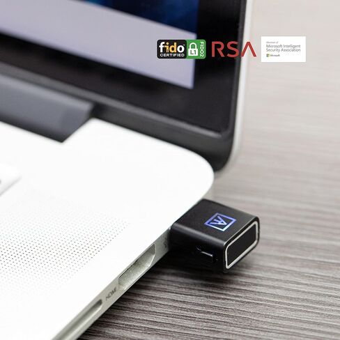 AUTHENTREND ATKey.Pro - مفتاح أمان معتمد من FIDO2، منافذ USB-C لمصادقة بصمات الأصابع، حماية الحسابات عبر الإنترنت: Windows، Linux، Mac OS، Google، Bank of America، Facebook، Twitter، Apple in Kuwait