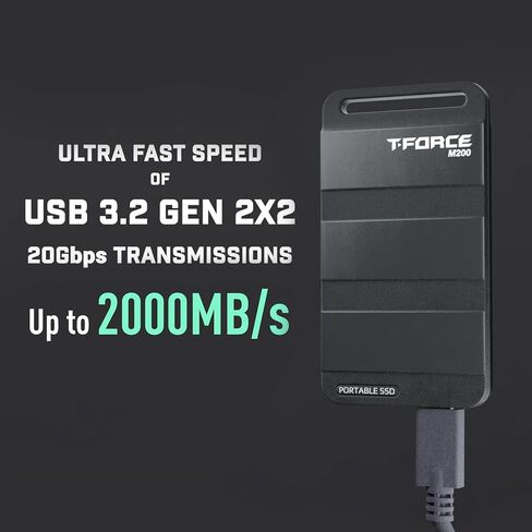 TEAMGROUP T-Force M200 Portable SSD 2TB USB3.2 Gen2x2 Type-C Read up to 1800MB/s Write up to 1500MB/s Compatible with PS5 & Xbox & Chrome OS T8FED9001T0C102 in Saudi Arabia