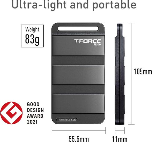 TEAMGROUP T-Force M200 Portable SSD 2TB USB3.2 Gen2x2 Type-C Read up to 1800MB/s Write up to 1500MB/s Compatible with PS5 & Xbox & Chrome OS T8FED9001T0C102 in Saudi Arabia