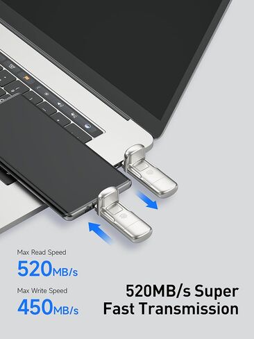 موف سبيد ذاكرة فلاش USB 3.2 بسعة 512 جيجا بايت 520 ميجابايت/ثانية AES256 مع تشفير بصمات الاصابع نوع C USB الجيل الثاني in Kuwait