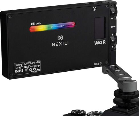 Nexili Valo R RGB Pocket Video Light for Cameras, 2500-8500K CCT, 360 Colors, 12 Preset Lighting Effects, CR≥97, Built-in Rechargeable Battery, Aluminum Alloy Body in Saudi Arabia