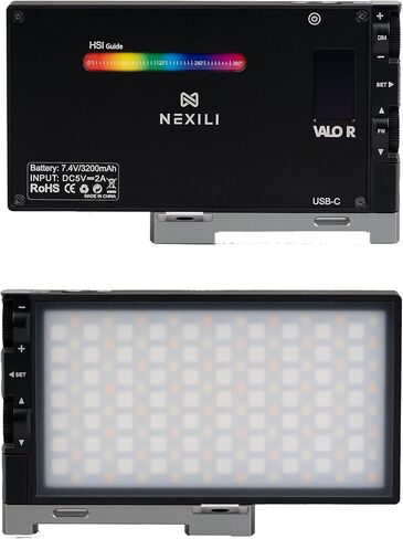Nexili Valo R RGB Pocket Video Light for Cameras, 2500-8500K CCT, 360 Colors, 12 Preset Lighting Effects, CR≥97, Built-in Rechargeable Battery, Aluminum Alloy Body in Saudi Arabia
