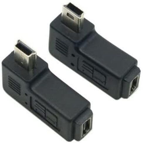 Cablecc 2PCS 90 درجة اليسار واليمين بزاوية البسيطة USB 5 دبوس ذكر إلى أنثى تمديد محول in Kuwait