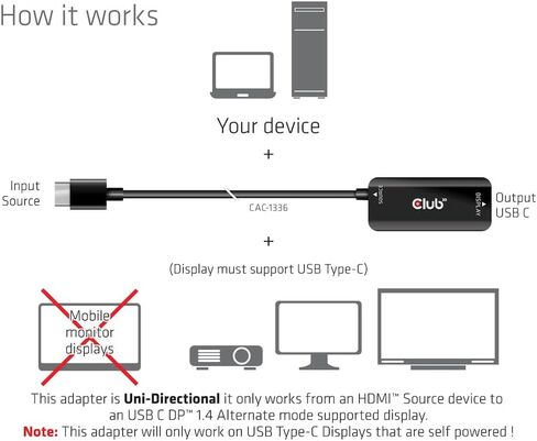 كلوب 3دي CAC-1336 HDMI™+ مايكرو USB الى USB نوع C 4K120Hz او 8K30Hz M/F محول نشط in Saudi Arabia