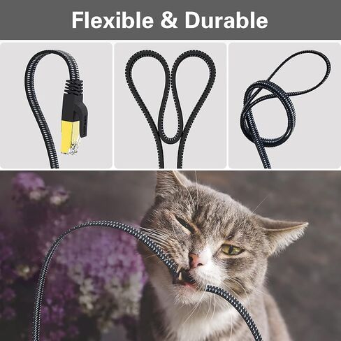كابل إيثرنت HiiPeak Cat 8 بطول 5 أقدام - كابل إنترنت مسطح Cat8 كابلات شبكة LAN عالية السرعة مع موصل مطلي بالذهب RJ45، متوافق مع Cat5/Cat6/Cat7، أبيض (5 أقدام) in Kuwait