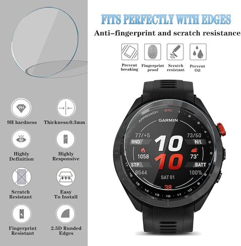 SHUAXI Watch Screen Protector (3+1Pack) Compatible for Garmin Approach S70 47mm, Tempered Glass Film Anti-Scratch High Definition Full Coverage and Soft TPU Protective Case in Kuwait