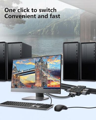 محول يو اس بي KVM، 4 منافذ يو اس بي و في جي ايه محول KVM لتحكم الحواسيب المتعددة، محول KVM 4 في 1 للشاشة، ماوس لوحة المفاتيح اللاسلكية/السلكية in Kuwait