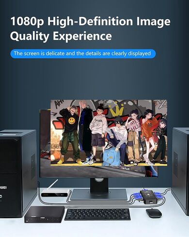 محول يو اس بي KVM، 4 منافذ يو اس بي و في جي ايه محول KVM لتحكم الحواسيب المتعددة، محول KVM 4 في 1 للشاشة، ماوس لوحة المفاتيح اللاسلكية/السلكية in Kuwait