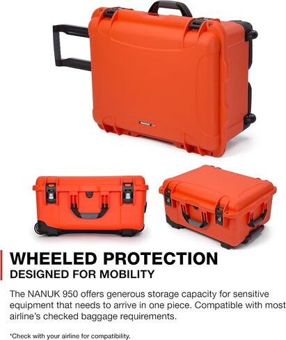 NANUK 950 Hard Case with Cubed Foam – Waterproof Travel Camera Hard Case with Wheels, 22.8" x 18.3" x 11.7", Dustproof and Impact-Resistant, Ideal for Heavy Loads – Black in Saudi Arabia