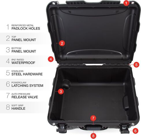 NANUK 950 Hard Case with Padded Divider – Waterproof Travel Camera Hard Case with Wheels, 22.8" x 18.3" x 11.7", Dustproof and Impact-Resistant, Ideal for Heavy Loads – Black in Kuwait