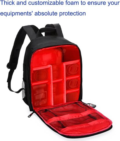 حقيبة ظهر صغيرة مقاومة للماء احترافية من PowerExtra ، حقيبة ظهر كاميرا رقمية لنيكون وسوني وأولمبوس وسامسونج وباناسونيك وبنتاكس وغيرها من الكاميرات، أسود، S, أسود, S in Kuwait