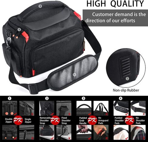 FOSOTO DSLR Camera Shoulder Bag Case Compatible for Canon EOS Rebel T7 T6 4000D 80D 90D 6D Mark II,Nikon D3500 D3400 D5600 D60 D750,Sony SLR and Lenses (Large) in Kuwait
