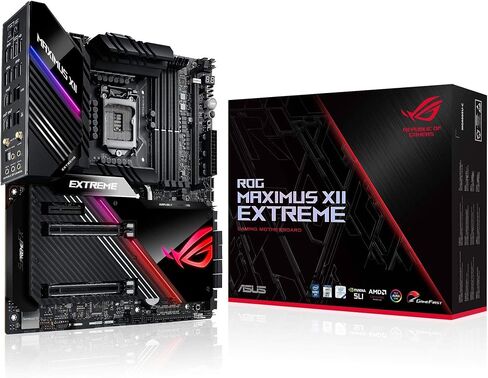 اسس لوحة ام للالعاب روج ماكسيموس XII اكستريم Z490 (واي فاي 6) LGA 1200 (انتل الجيل العاشر) EATX (16 مرحلة طاقة، 10 جيجا وشبكة LAN انتل 2.5G، بطاقة تمديد مروحة وبطاقة ثاندربولت EX 3-TR، 2 انش ليفيداش in Saudi Arabia