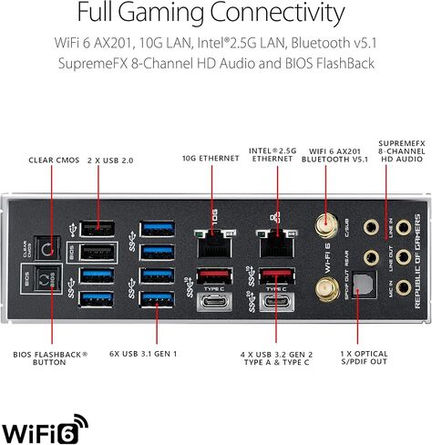 اسس لوحة ام للالعاب روج ماكسيموس XII اكستريم Z490 (واي فاي 6) LGA 1200 (انتل الجيل العاشر) EATX (16 مرحلة طاقة، 10 جيجا وشبكة LAN انتل 2.5G، بطاقة تمديد مروحة وبطاقة ثاندربولت EX 3-TR، 2 انش ليفيداش in Saudi Arabia