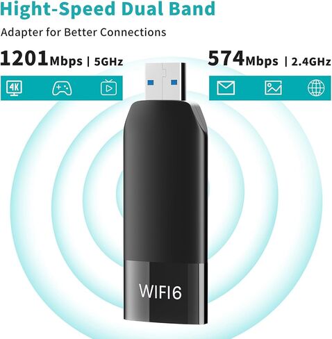 محول WiFi، محول USB WiFi للكمبيوتر المكتبي، محول AX1800 5G/2.4G ثنائي النطاق WiFi 6، محول USB WiFi لاسلكي لـ Window10/11 in Saudi Arabia