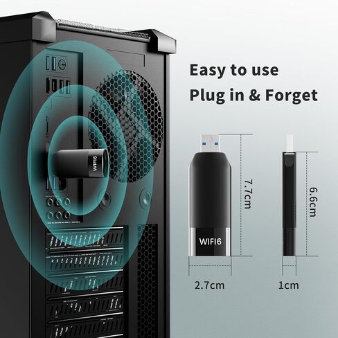 محول WiFi، محول USB WiFi للكمبيوتر المكتبي، محول AX1800 5G/2.4G ثنائي النطاق WiFi 6، محول USB WiFi لاسلكي لـ Window10/11 in Saudi Arabia