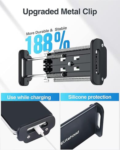 elitehood Metal iPad Mic Stand Holder, 360° Swivel Tilt Microphone Stand Phone Holder Mount, Aluminum Tablet Clamp Adapter for All Phone, iPad Pro 12.9/11, iPad, iPad Mini Air and More 4-12.9" Tablet in Kuwait