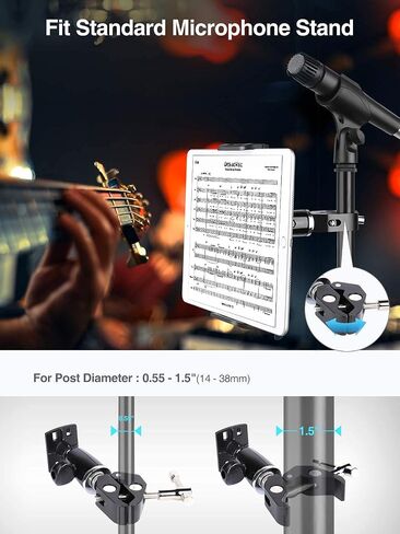 elitehood Metal iPad Mic Stand Holder, 360° Swivel Tilt Microphone Stand Phone Holder Mount, Aluminum Tablet Clamp Adapter for All Phone, iPad Pro 12.9/11, iPad, iPad Mini Air and More 4-12.9" Tablet in Kuwait