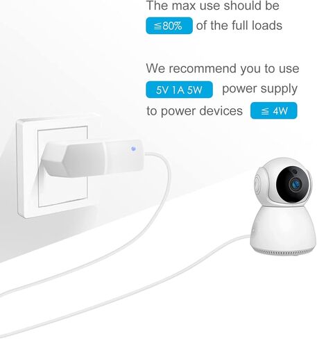 ALITOVE 5 فولت مصدر طاقة 5 فولت 1 أمبير محول تيار متردد أبيض 100-240 فولت تيار متردد إلى تيار مستمر 5 فولت سلك طاقة 5 فولت 1 أمبير محول طاقة مع طرف 5.5 × 2.5 مم 2.1 مم لمكبرات الصوت LED وأجهزة توجيه شاشة الإنترنت، أبيض in Kuwait