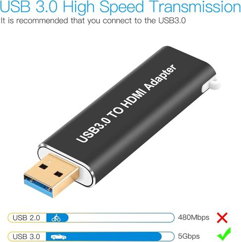 محول DYSYXD USB إلى HDMI USB 3.0 إلى HDMI للتلفزيون عالي الدقة/الشاشات/أجهزة العرض 1080P USB 3.0 إلى HDMI محول الصوت متوافق مع نظام التشغيل Windows 10 in Kuwait