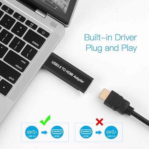 محول DYSYXD USB إلى HDMI USB 3.0 إلى HDMI للتلفزيون عالي الدقة/الشاشات/أجهزة العرض 1080P USB 3.0 إلى HDMI محول الصوت متوافق مع نظام التشغيل Windows 10 in Kuwait
