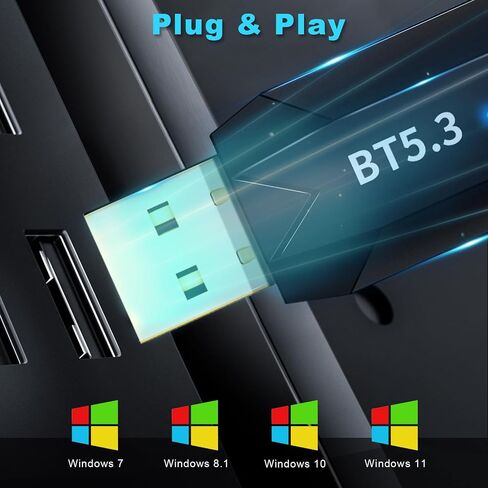 Bluetooth Adapter for PC - Long Range USB Bluetooth 5.3 Dongle (EDR & BLE) - 492FT/150M Wireless Transfer Transmitter Receive for Desktop Laptop, Plug & Play, Supports Windows 11/10/8.1/7 in Saudi Arabia