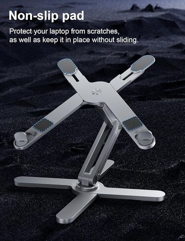 حامل كمبيوتر محمول قابل للطي للمكتب من إم سي شوز، حامل كمبيوتر من الألومنيوم مع قاعدة دوارة 360 درجة، حامل كمبيوتر محمول قابل للتعديل يحمل ما يصل إلى 15.6 بوصة - رمادي in Kuwait