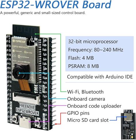 FREENOVE Super Starter Kit for ESP32-WROVER (Included) (Compatible with Arduino IDE), Onboard Camera Wireless, Python C, 536-Page Detailed Tutorial, 173 Items, 82 Projects in Saudi Arabia