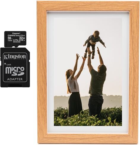 إطار صور رقمي Koah Smart WiFi مقاس 10.1 بوصة مع مساحة تخزين FRAMEO سعة 8 جيجابايت (خشب) مع بطاقة ذاكرة UHS-I microSDHC سعة 32 جيجابايت مع محول SD (عنصران) in Kuwait