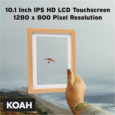 إطار صور رقمي Koah Smart WiFi مقاس 10.1 بوصة مع مساحة تخزين FRAMEO سعة 8 جيجابايت (خشب) مع بطاقة ذاكرة UHS-I microSDHC سعة 32 جيجابايت مع محول SD (عنصران) in Kuwait