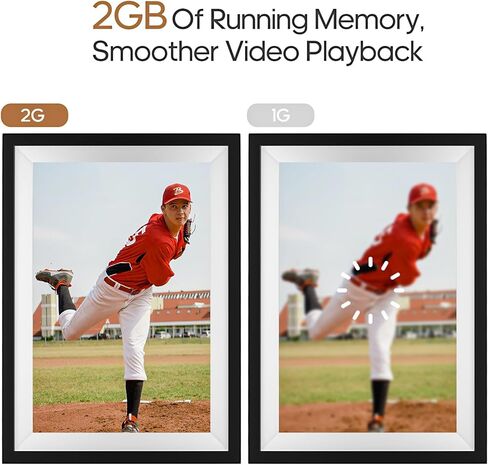 إطار صور رقمي واي فاي مقاس 10.1 بوصة من FRAMEO، إطار صور سحابي ذكي بشاشة لمس IPS مع مساحة تخزين كبيرة 64 جيجابايت و2 جيجابايت من ذاكرة الوصول العشوائي لتشغيل الوسائط بشكل أكثر سلاسة، إعداد سهل لمشاركة الصور/مقاطع الفيديو عبر تطبيق Frameo in Kuwait