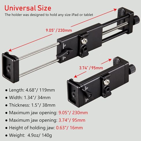 حامل ثلاثي القوائم معدني من زيلنوكس، حامل ثلاثي القوائم ببرغي 1/4 انش، حامل ثلاثي القوائم اركا وRRS سريع الفك، يناسب ايباد 1 2 3 4 5 6 ميني اير برو، محول حامل تابلت عالمي، حامل ايباد لحامل ثلاثي in Kuwait