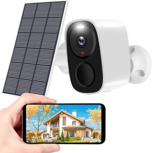 كاميرا مراقبة Heegomn 1080P لاسلكية في الهواء الطلق مع كشف الحركة، أضواء كاشفة/إنذار صفارات الإنذار، رؤية ليلية ملونة، محادثة ثنائية الاتجاه، كاميرا واي فاي تعمل ببطارية تخزين SD/سحابية مقاومة للماء in Kuwait