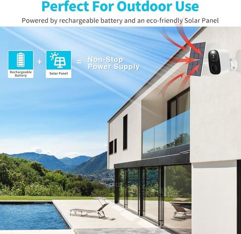 كاميرا مراقبة Heegomn 1080P لاسلكية في الهواء الطلق مع كشف الحركة، أضواء كاشفة/إنذار صفارات الإنذار، رؤية ليلية ملونة، محادثة ثنائية الاتجاه، كاميرا واي فاي تعمل ببطارية تخزين SD/سحابية مقاومة للماء in Kuwait