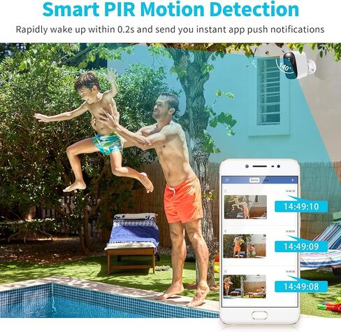 كاميرا مراقبة Heegomn 1080P لاسلكية في الهواء الطلق مع كشف الحركة، أضواء كاشفة/إنذار صفارات الإنذار، رؤية ليلية ملونة، محادثة ثنائية الاتجاه، كاميرا واي فاي تعمل ببطارية تخزين SD/سحابية مقاومة للماء in Kuwait