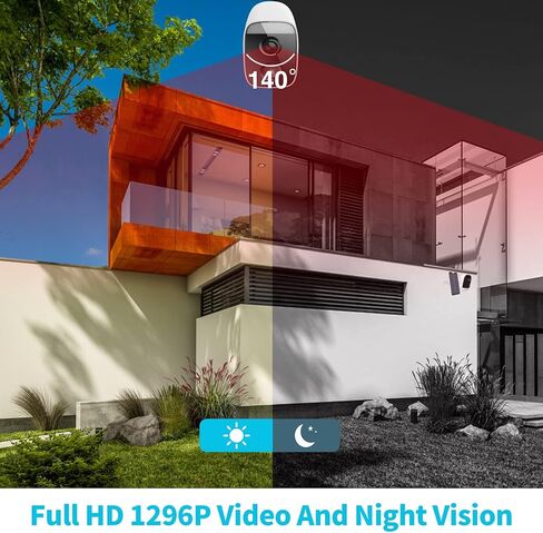 كاميرا مراقبة Heegomn 1080P لاسلكية في الهواء الطلق مع كشف الحركة، أضواء كاشفة/إنذار صفارات الإنذار، رؤية ليلية ملونة، محادثة ثنائية الاتجاه، كاميرا واي فاي تعمل ببطارية تخزين SD/سحابية مقاومة للماء in Kuwait