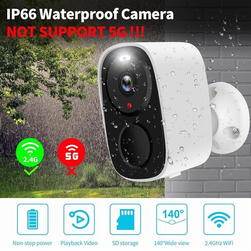 كاميرا مراقبة Heegomn 1080P لاسلكية في الهواء الطلق مع كشف الحركة، أضواء كاشفة/إنذار صفارات الإنذار، رؤية ليلية ملونة، محادثة ثنائية الاتجاه، كاميرا واي فاي تعمل ببطارية تخزين SD/سحابية مقاومة للماء in Kuwait