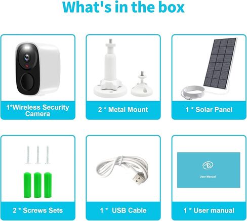 كاميرا مراقبة Heegomn 1080P لاسلكية في الهواء الطلق مع كشف الحركة، أضواء كاشفة/إنذار صفارات الإنذار، رؤية ليلية ملونة، محادثة ثنائية الاتجاه، كاميرا واي فاي تعمل ببطارية تخزين SD/سحابية مقاومة للماء in Kuwait