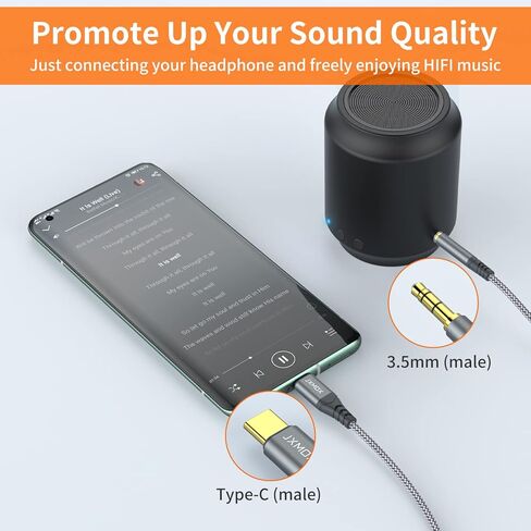 جيه اكس موكس كيبل USB C الى مقبس صوت AUX 3.5 ملم (4 اقدام)، سلك ستيريو للسيارة من النوع C الى 3.5 ملم متوافق مع ايفون 15 برو ماكس 15 بلس، سامسونج جالاكسي S23 S22 S21 S20 نوت 20، بكسل 4 5 XL، ايباد برو in Kuwait